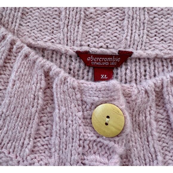 Abercrombie Y2K Wool Pink Off Shoulder Cardigan Soft Girl Coquette Barbiecore XL - Picture 5 of 8